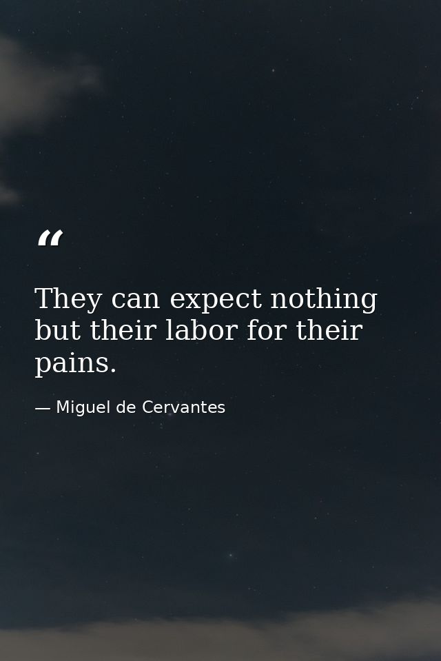 They can expect nothing but their labor for their pains. — Miguel de Cervantes