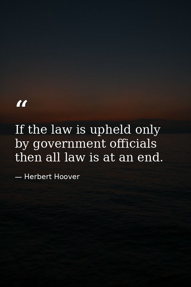 If the law is upheld only by government officials  then all law is at an end. — Herbert Hoover