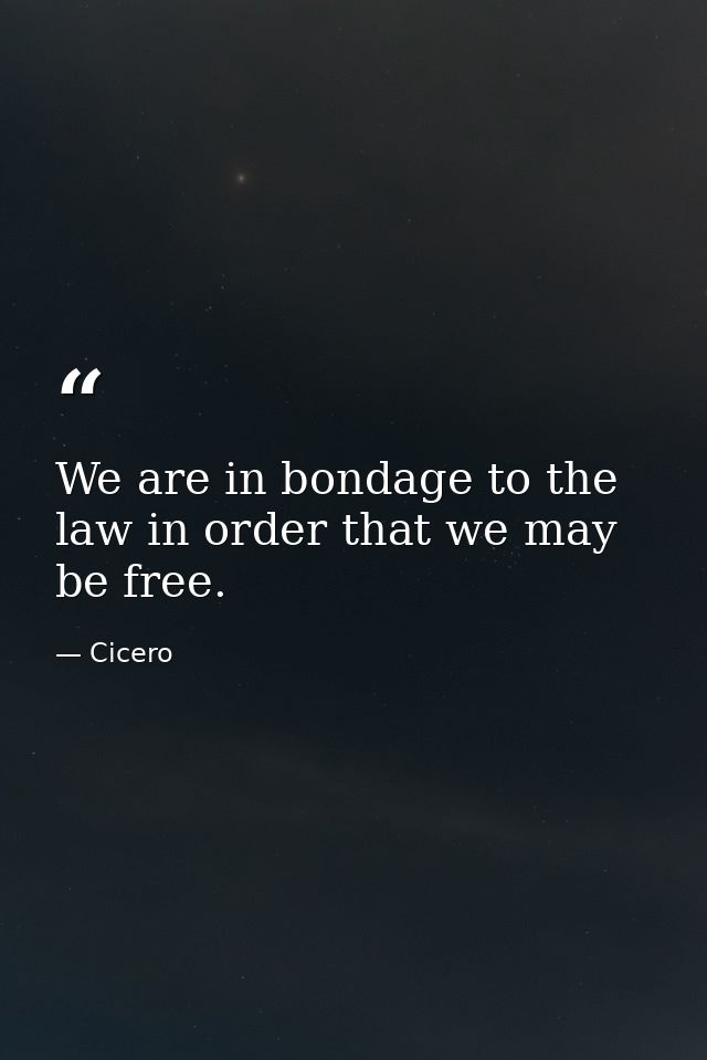 We are in bondage to the law in order that we may be free. — Cicero