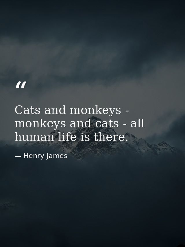 Cats and monkeys - monkeys and cats - all human life is there. — Henry James