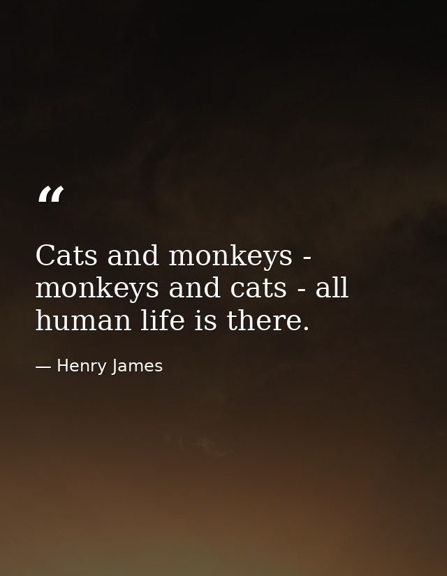 Cats and monkeys - monkeys and cats - all human life is there. — Henry James