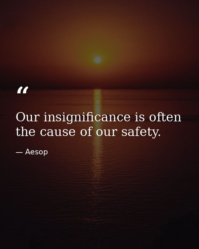 Our insignificance is often the cause of our safety. — Aesop