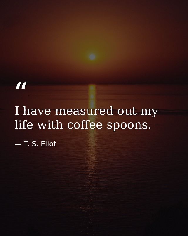 I have measured out my life with coffee spoons. — T. S. Eliot