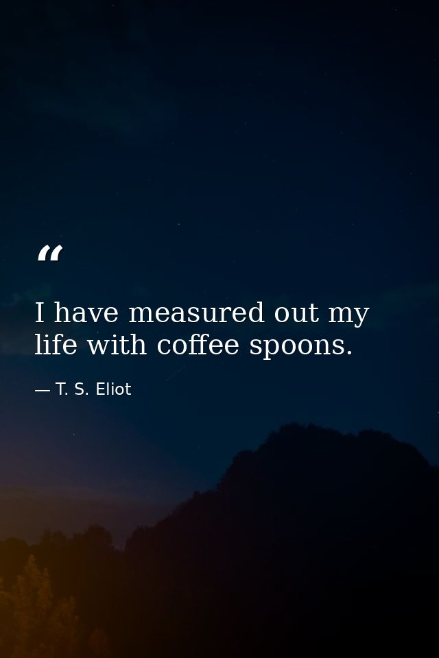 I have measured out my life with coffee spoons. — T. S. Eliot