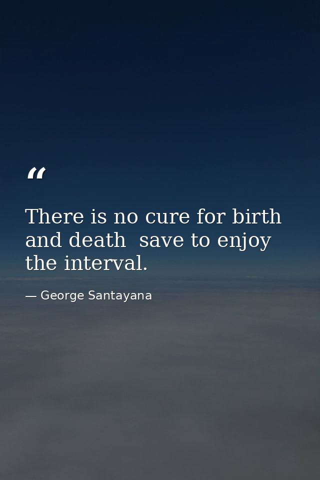 There is no cure for birth and death  save to enjoy the interval. — George Santayana