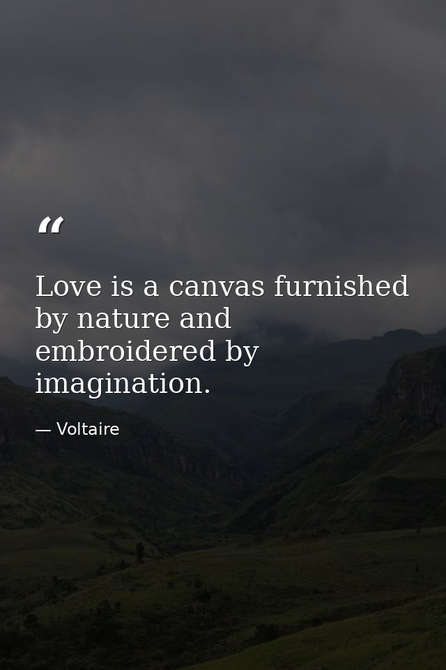 Love is a canvas furnished by nature and embroidered by imagination. — Voltaire