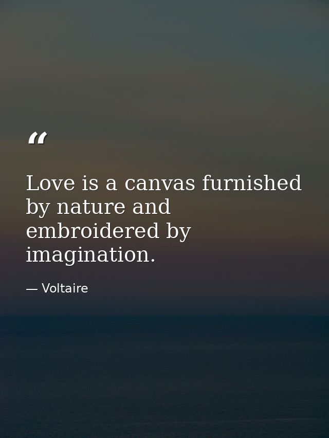Love is a canvas furnished by nature and embroidered by imagination. — Voltaire
