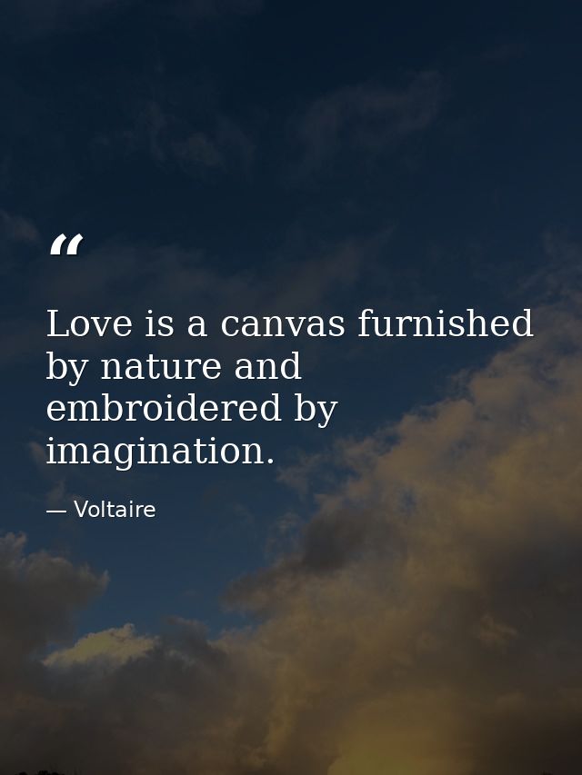 Love is a canvas furnished by nature and embroidered by imagination. — Voltaire