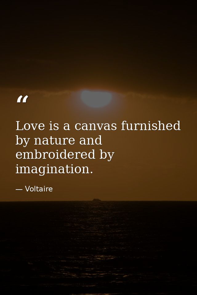 Love is a canvas furnished by nature and embroidered by imagination. — Voltaire