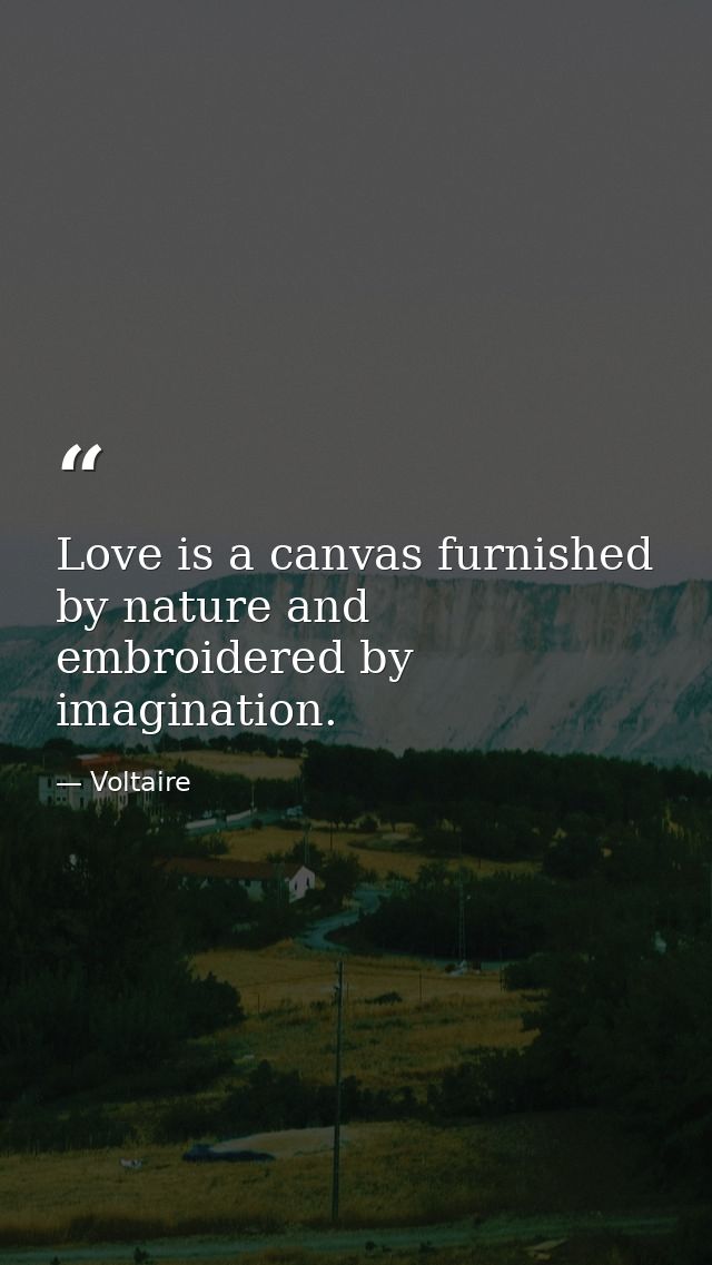 Love is a canvas furnished by nature and embroidered by imagination. — Voltaire
