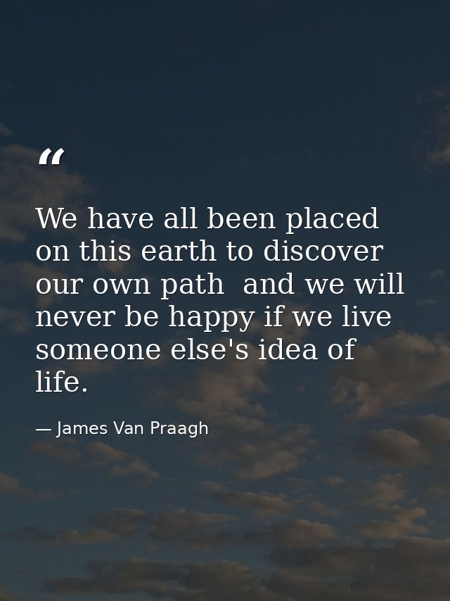 We have all been placed on this earth to discover our own path  and we will never be happy if we live someone else's ide — James Van Praagh