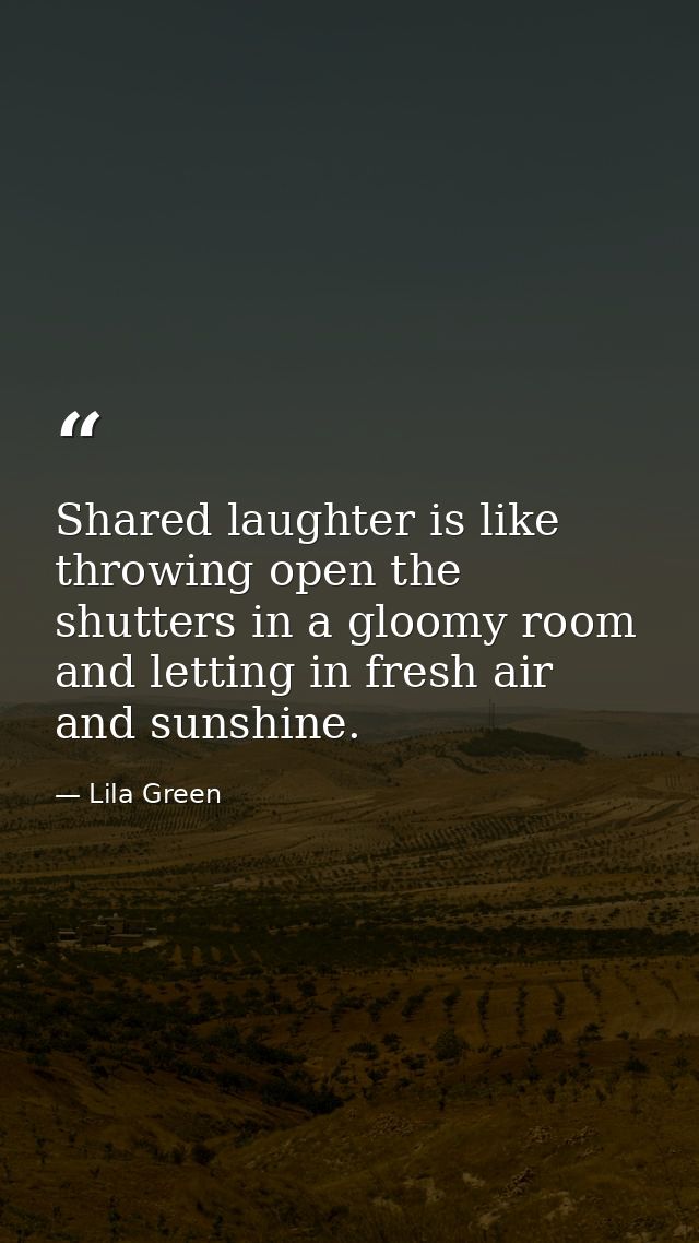 Shared laughter is like throwing open the shutters in a gloomy room and letting in fresh air and sunshine. — Lila Green