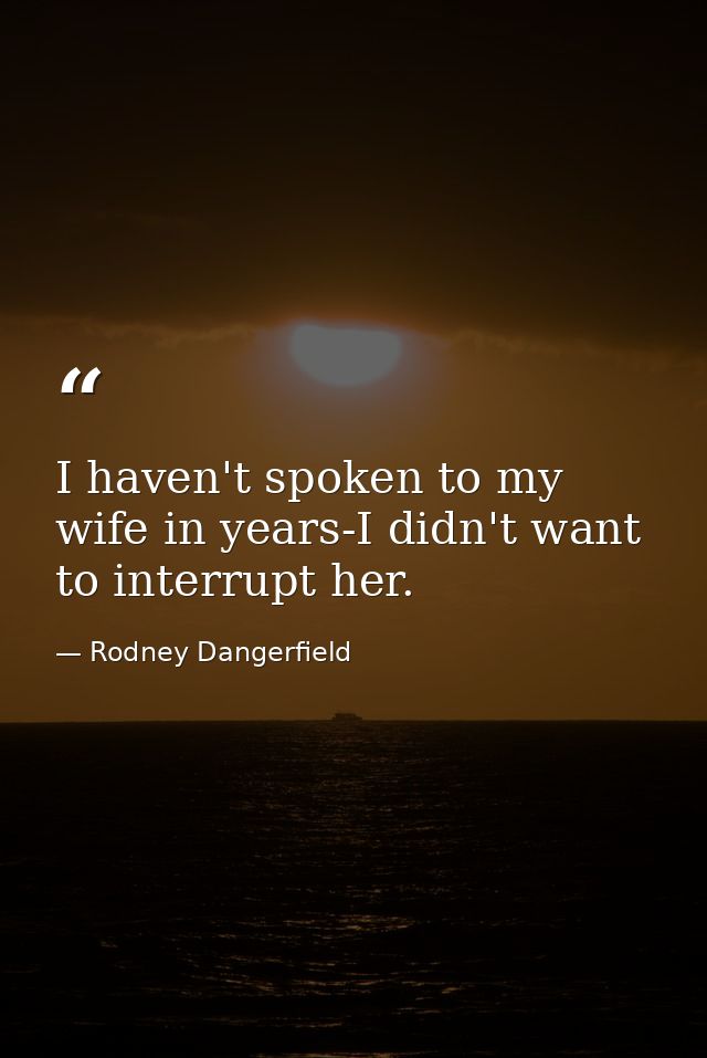 I haven't spoken to my wife in years-I didn't want to interrupt her. — Rodney Dangerfield