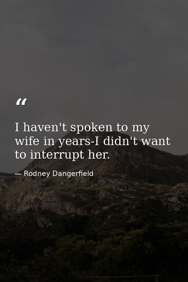 I haven't spoken to my wife in years-I didn't want to interrupt her. — Rodney Dangerfield
