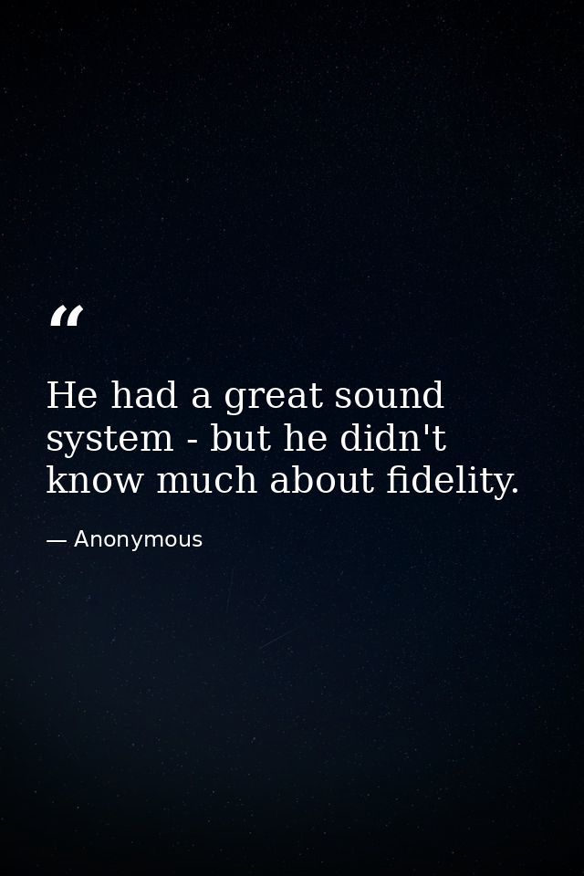 He had a great sound system - but he didn't know much about fidelity. — Anonymous