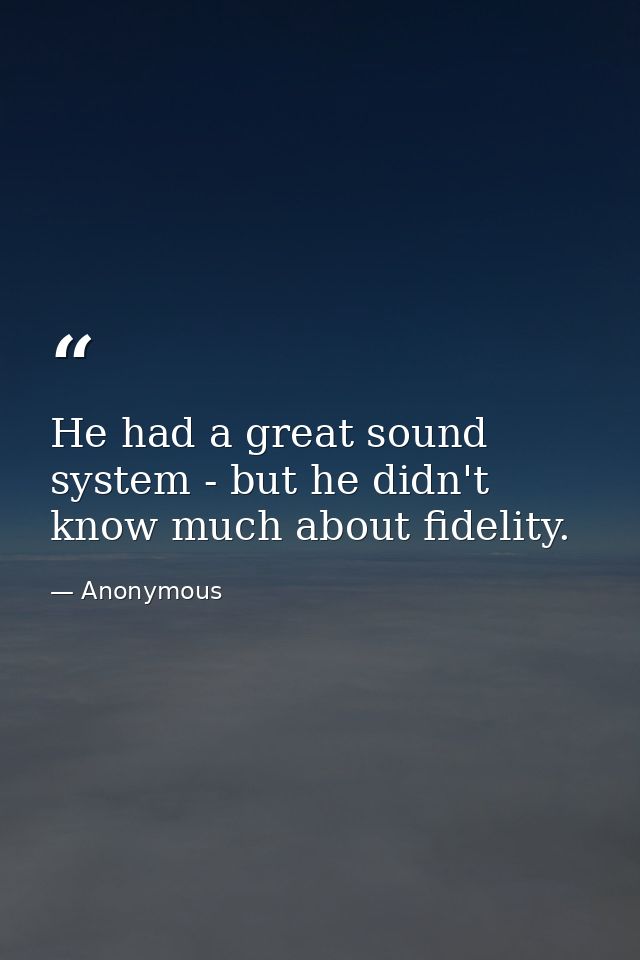He had a great sound system - but he didn't know much about fidelity. — Anonymous