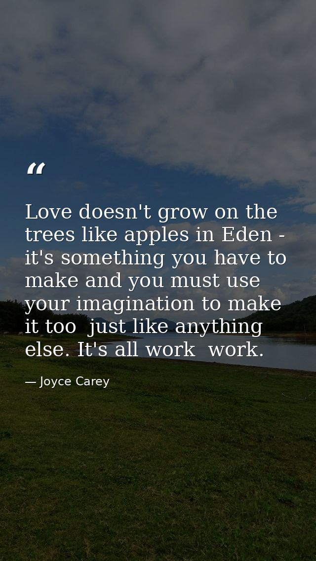 Love doesn't grow on the trees like apples in Eden - it's something you have to make and you must use your imagination t — Joyce Carey