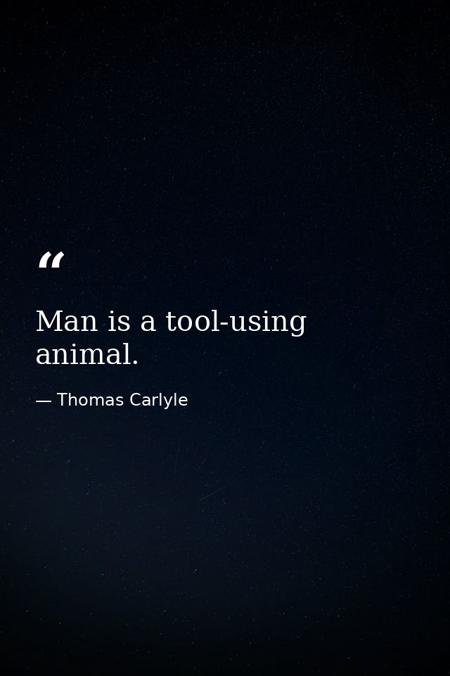 Man is a tool-using animal. — Thomas Carlyle