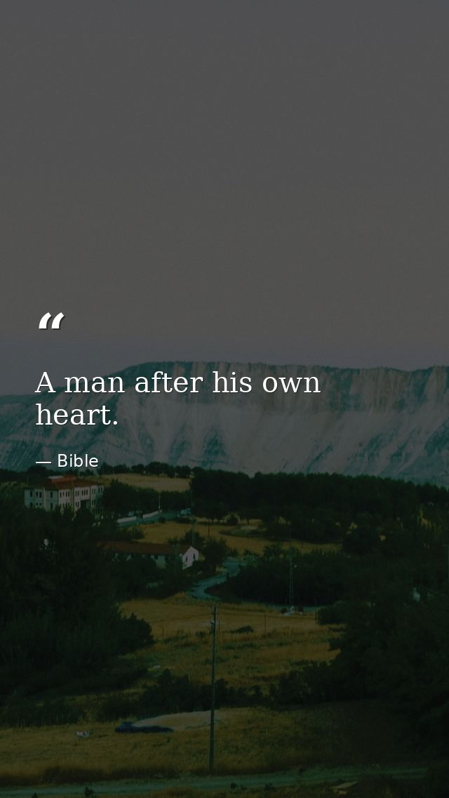 A man after his own heart. — Bible