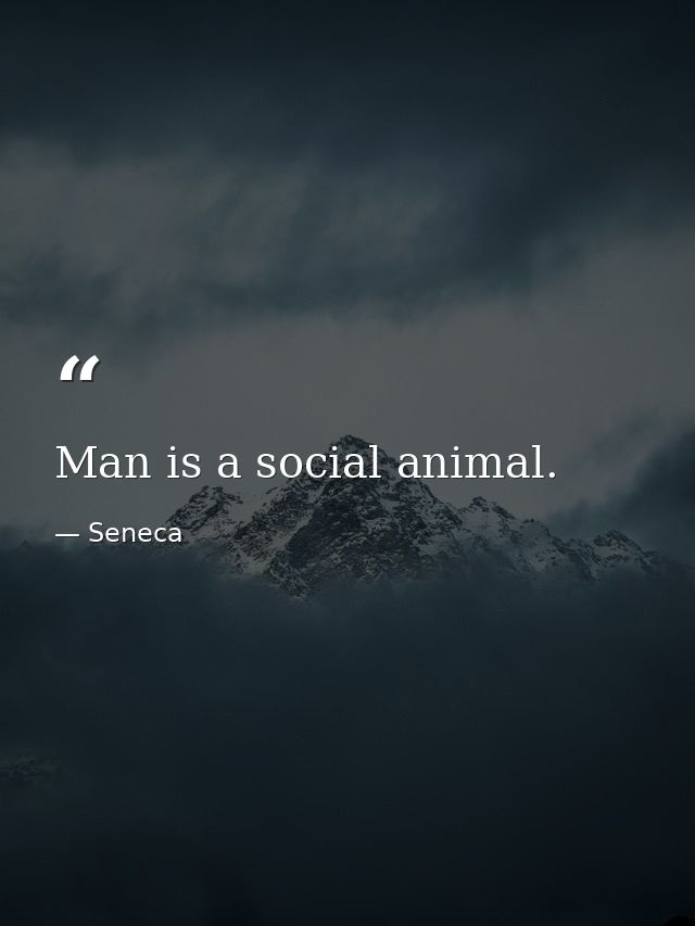 Man is a social animal. — Seneca