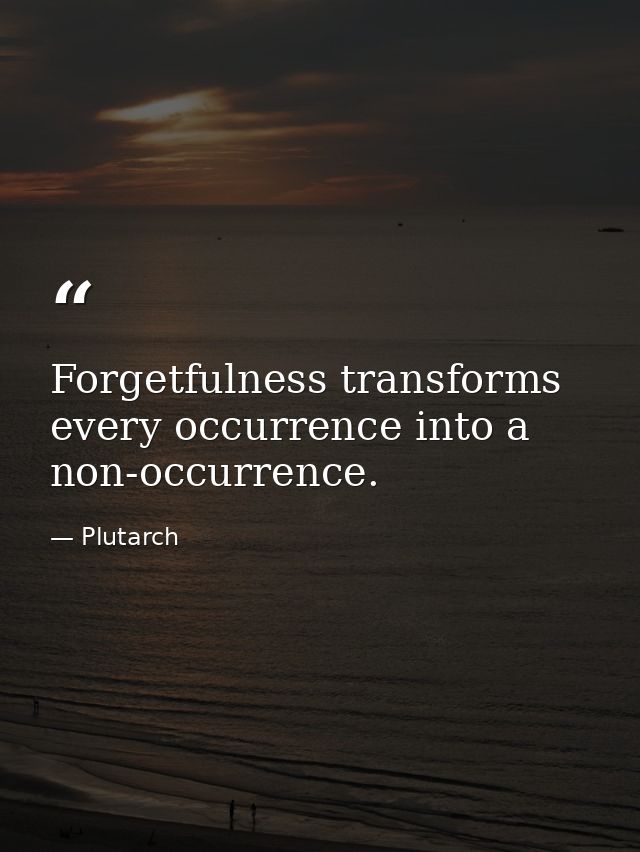 Forgetfulness transforms every occurrence into a non-occurrence. — Plutarch