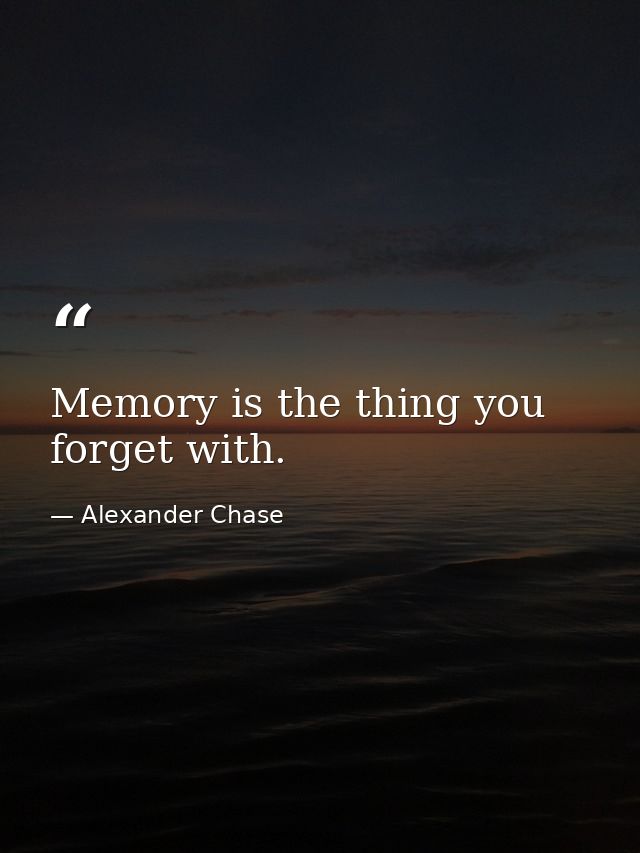 Memory is the thing you forget with. — Alexander Chase