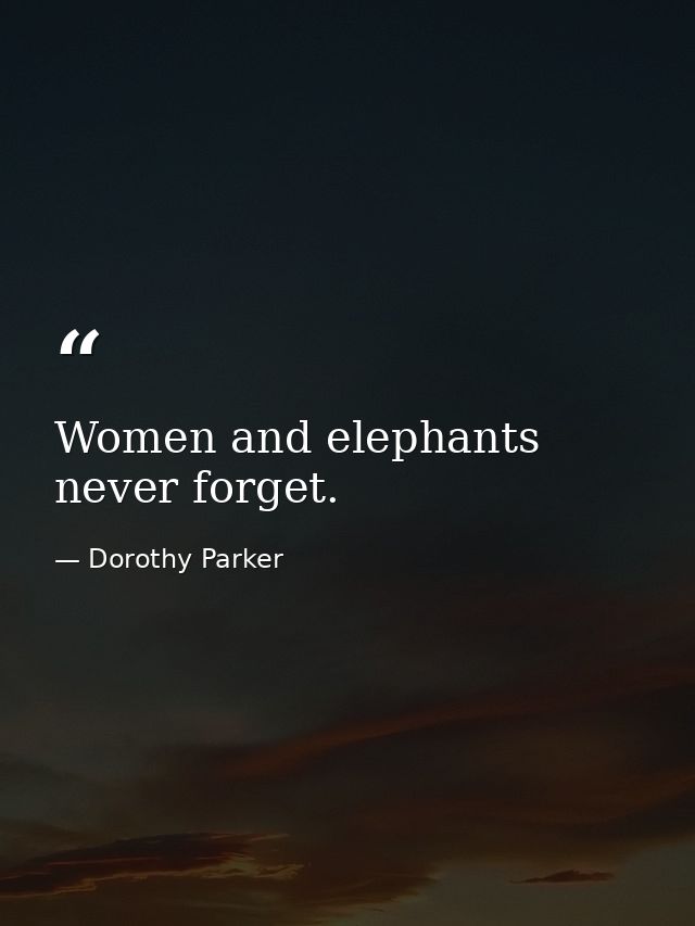 Women and elephants never forget. — Dorothy Parker