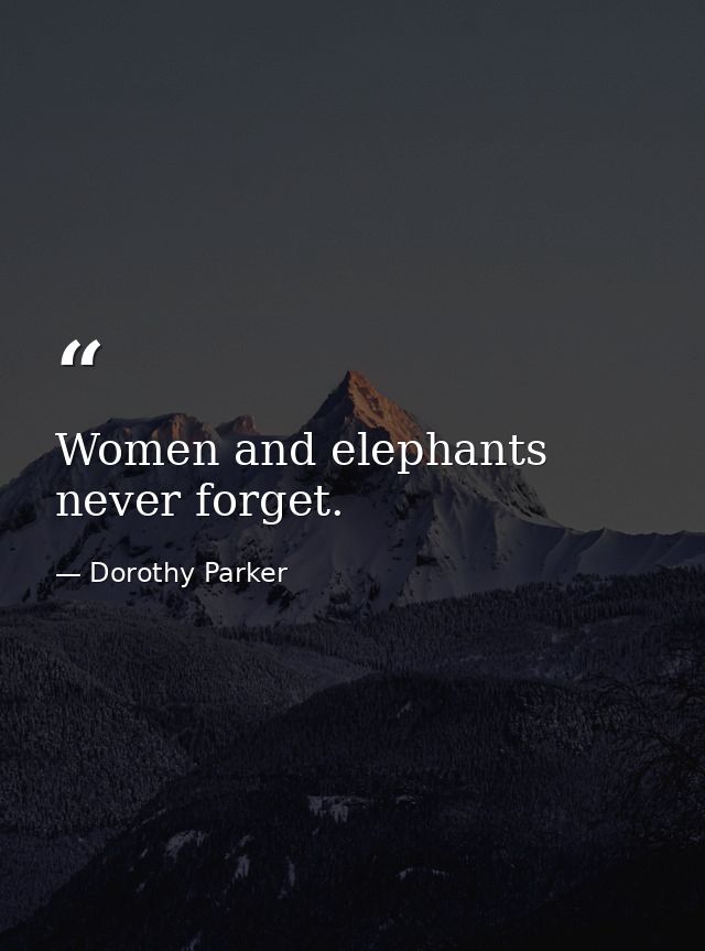 Women and elephants never forget. — Dorothy Parker