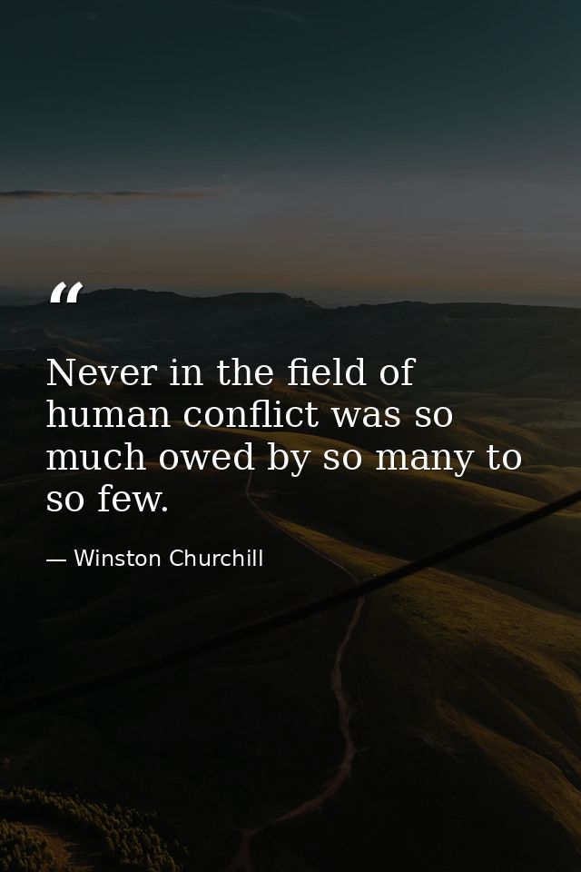 Never in the field of human conflict was so much owed by so many to so few. — Winston Churchill