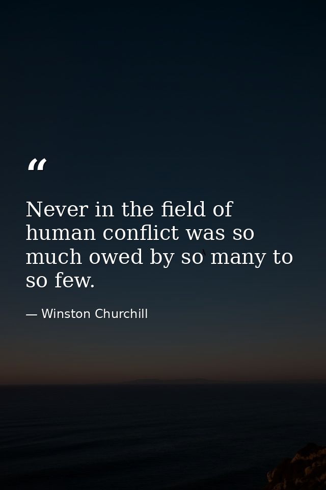 Never in the field of human conflict was so much owed by so many to so few. — Winston Churchill