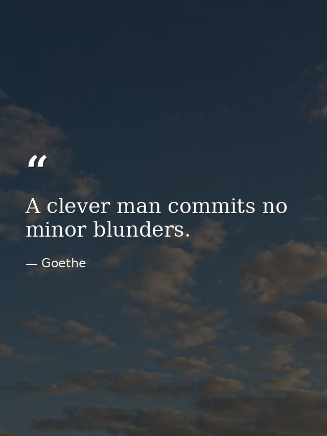 A clever man commits no minor blunders. — Goethe