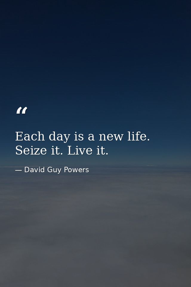 Each day is a new life. Seize it. Live it. — David Guy Powers