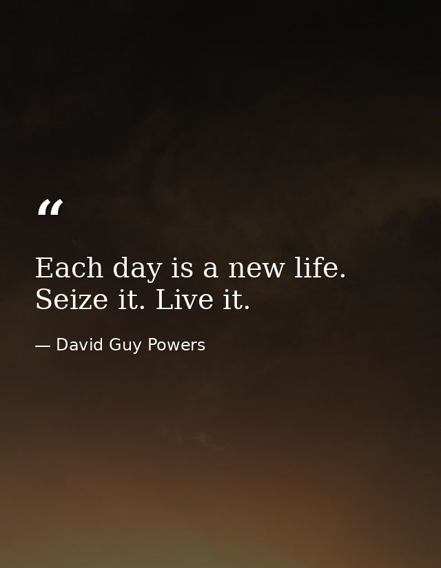 Each day is a new life. Seize it. Live it. — David Guy Powers