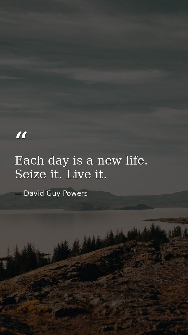 Each day is a new life. Seize it. Live it. — David Guy Powers