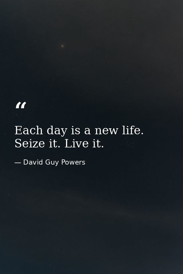 Each day is a new life. Seize it. Live it. — David Guy Powers
