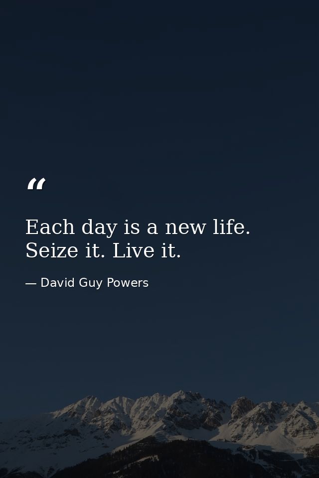 Each day is a new life. Seize it. Live it. — David Guy Powers