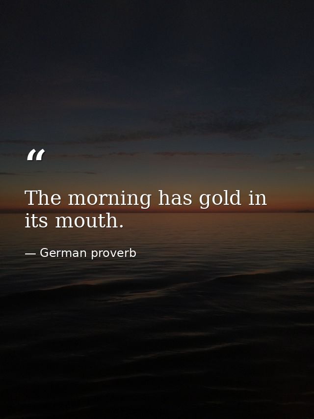 The morning has gold in its mouth. — German proverb