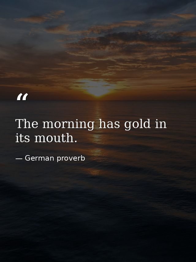The morning has gold in its mouth. — German proverb