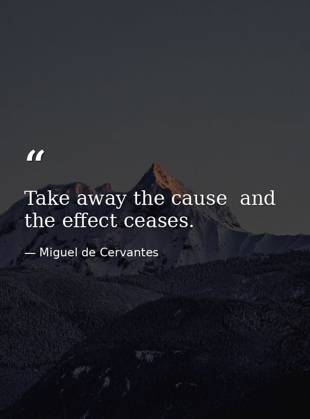 Take away the cause  and the effect ceases. — Miguel de Cervantes