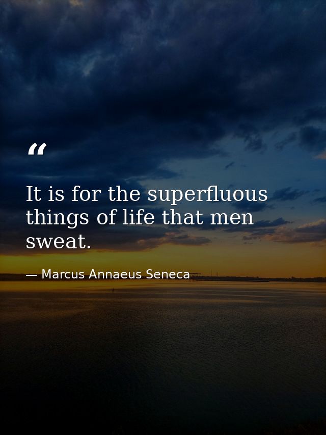 It is for the superfluous things of life that men sweat. — Marcus Annaeus Seneca