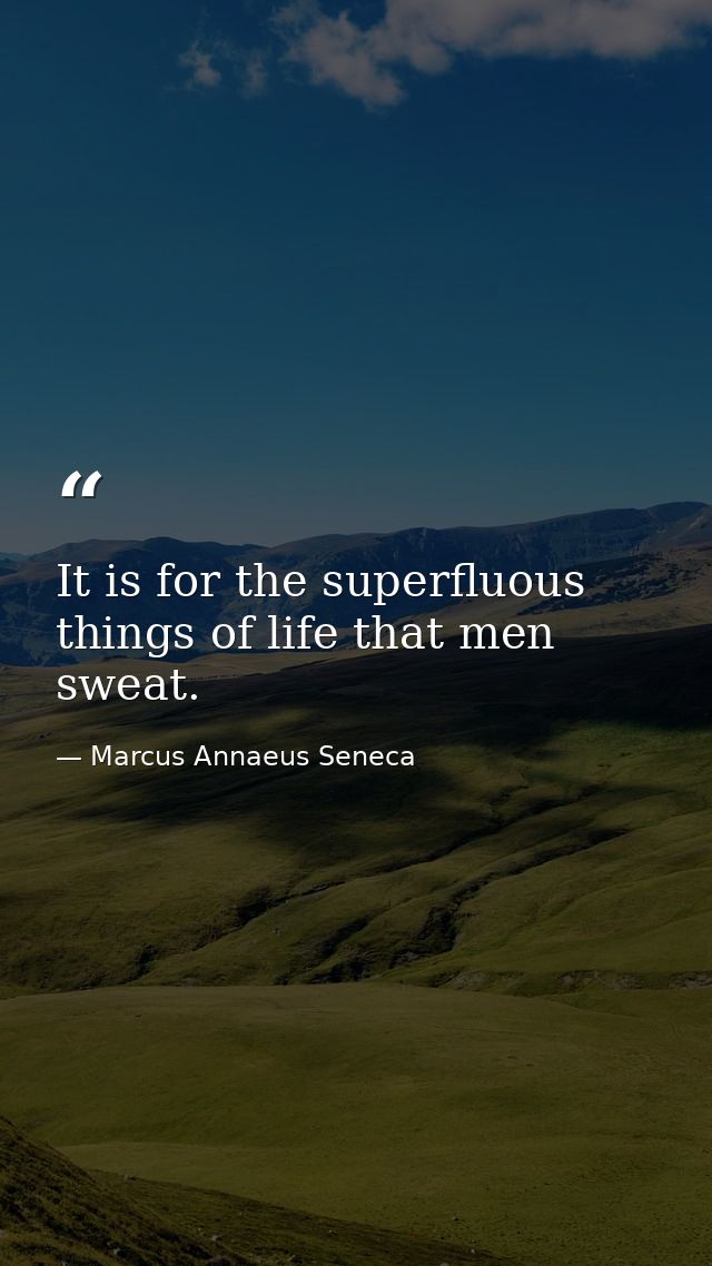 It is for the superfluous things of life that men sweat. — Marcus Annaeus Seneca