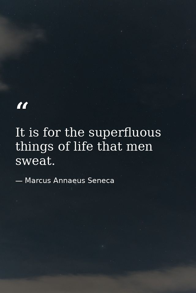 It is for the superfluous things of life that men sweat. — Marcus Annaeus Seneca