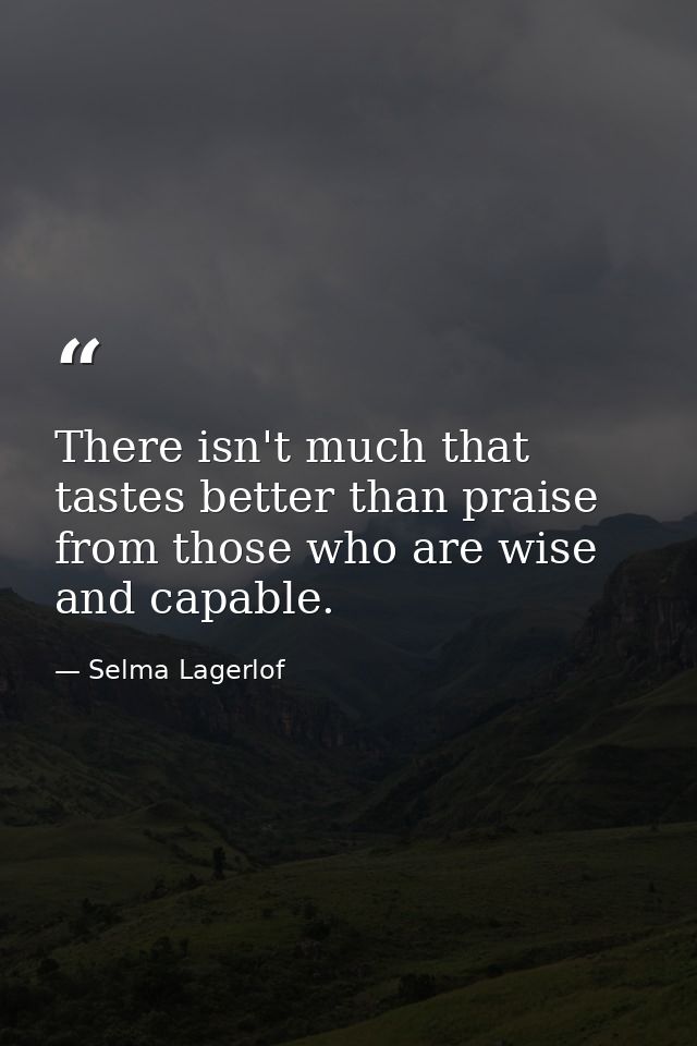 There isn't much that tastes better than praise from those who are wise and capable. — Selma Lagerlof