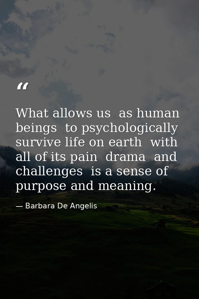 What allows us  as human beings  to psychologically survive life on earth  with all of its pain  drama  and challenges   — Barbara De Angelis