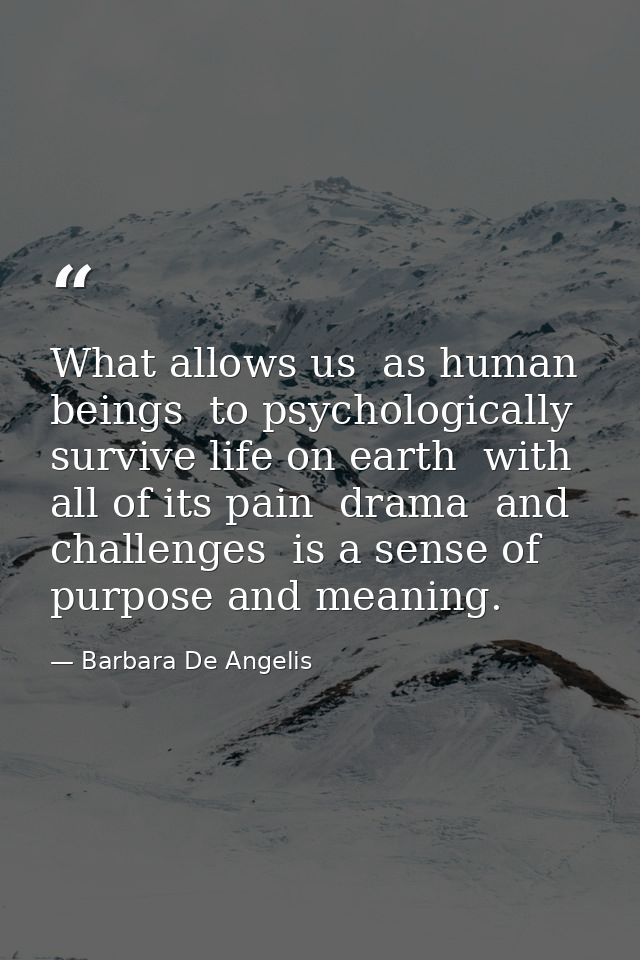What allows us  as human beings  to psychologically survive life on earth  with all of its pain  drama  and challenges   — Barbara De Angelis
