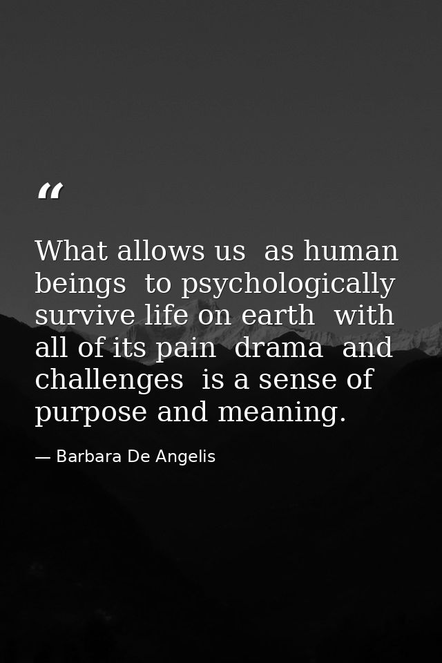 What allows us  as human beings  to psychologically survive life on earth  with all of its pain  drama  and challenges   — Barbara De Angelis