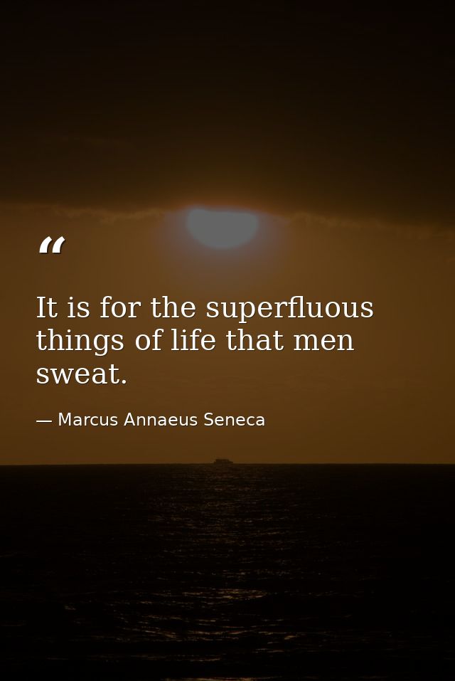It is for the superfluous things of life that men sweat. — Marcus Annaeus Seneca