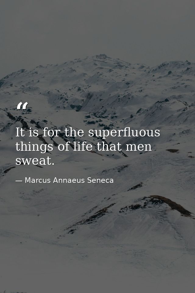 It is for the superfluous things of life that men sweat. — Marcus Annaeus Seneca