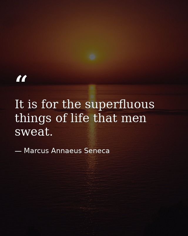 It is for the superfluous things of life that men sweat. — Marcus Annaeus Seneca