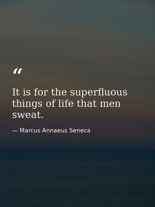 It is for the superfluous things of life that men sweat. — Marcus Annaeus Seneca